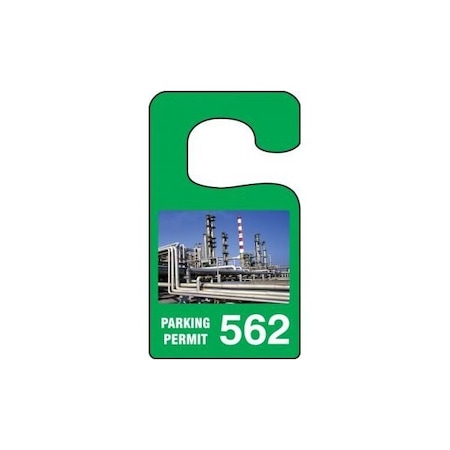 Accuform Parking Permit Tag, Factory Image PARKING PERMIT Numbered 500-599, Green, 3in x 2.75in, 100PK TNT936GNF